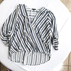 Blue and white striped blouse